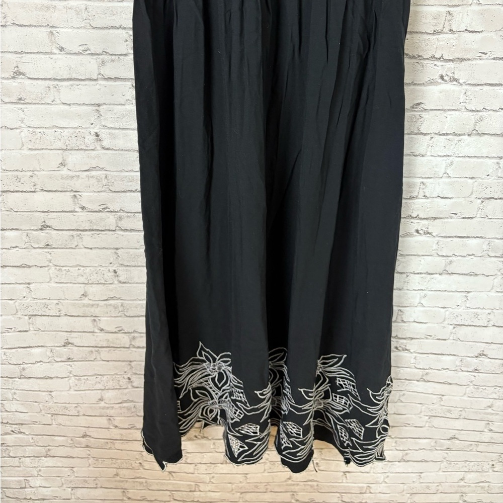 Vintage Jane Ashley Black Smocked Floral hem Maxi Dress - Picture 4 of 5
